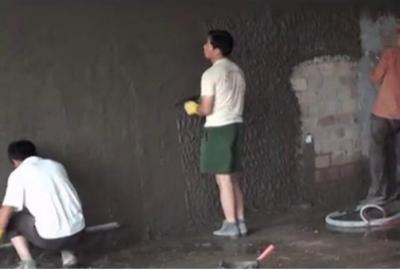 SG-3A型砂漿噴涂機(jī)安徽阜陽工地噴涂現(xiàn)場(chǎng)操作